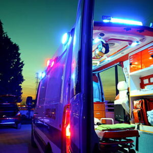 Emergency Ambulance at sunset.